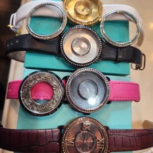 4 Origami Owl watches and extra faces and plates bands